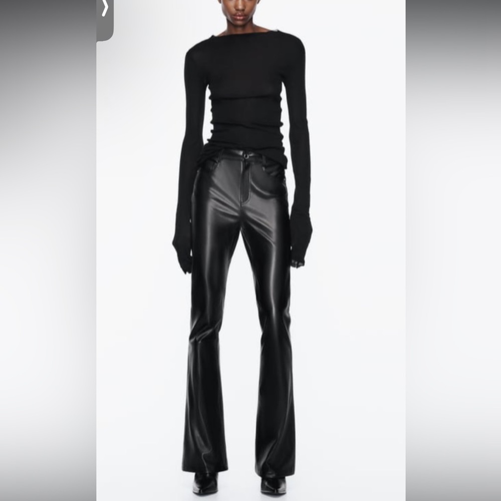 Zara leather flared pants
